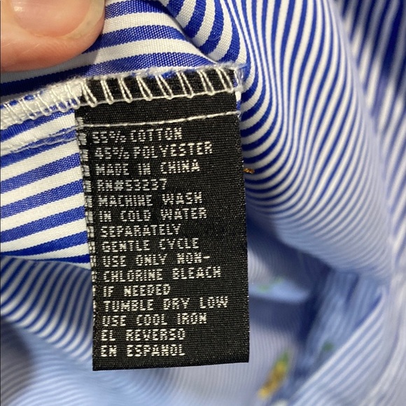 Unique Spectrum Classic Blue and White Striped Shirt Sunflowers Embroidery - Picture 8 of 9